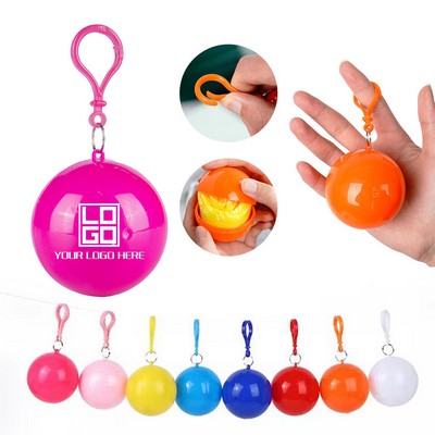 Portable Disposable Raincoat With Ball/Keychain